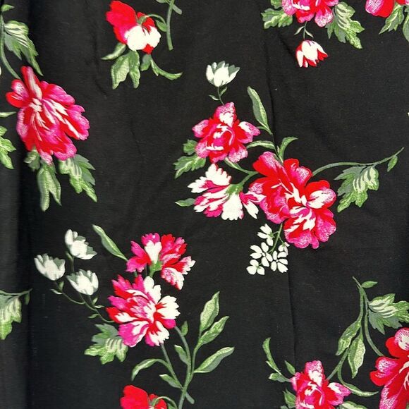 Old Navy Black Pink Floral Blouse Women’s Large Flowy Long Sleeve - Picture 2 of 8